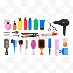 理发师工具。美容院和理发店设备