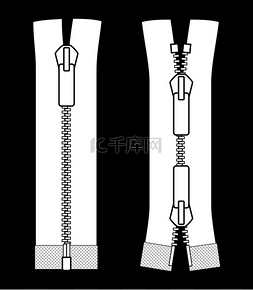 zip图片_拉链类型矢量图黑色背景上孤立.