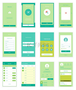 欢迎页图片_移动用户界面 35 屏幕 Wirefrme 套件