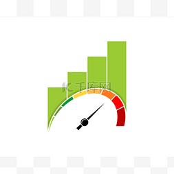 速度计指示器，图表增长在顶部