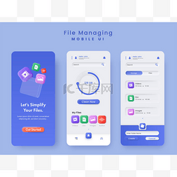文件管理移动Ui水花屏幕模板蓝白