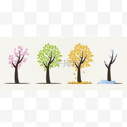 四个图片_组的四个季节树