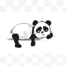 可爱的熊猫熊矢量插图黑色和白色