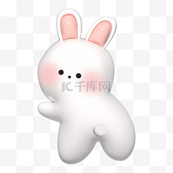可爱中秋节快乐图片_AI膨胀风中秋可爱兔子