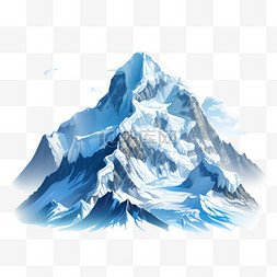 雪山手绘冰山元素立体免扣图案