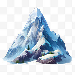 玉龙雪山顶图片_雪山形状冰山元素立体免扣图案
