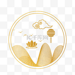 中秋节创意金色月亮