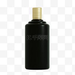 C4D黑色瓶子金色螺旋纹盖子白酒酒