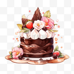 巧克力蛋糕图片_美食甜点手绘巧克力蛋糕元素