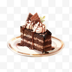 巧克力蛋糕图片_美食元素甜点巧克力蛋糕手绘