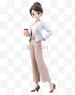 公司文化中图片_3D立体卡通人物形象公司女职员女