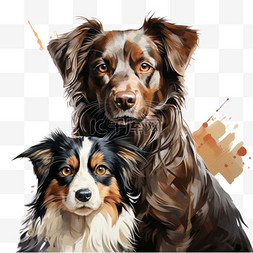 狗狗手绘动物免扣元素装饰图案