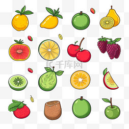 水果桃子矢量图片_可爱的手绘水果套装矢量