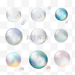 球体背景图片_真实肥皂泡的集合。气泡位于透明