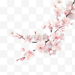 鸟语花香爱心图片_粉红色上盛开的樱花的花香。
