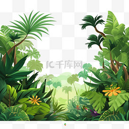 热带树素材图片_平面设计中的热带森林景观