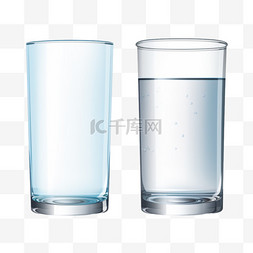 水杯里面有水图片_空的、半的和满的水杯。矢量插图