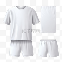 运动裤图片_一套逼真的白色短袖短裤t恤、运