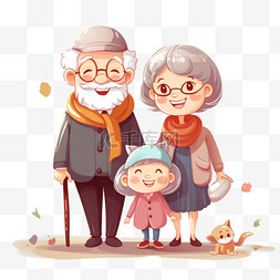 卡通老年夫妇图片_国际祖父母日插图动画片
