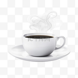 瓷质咖啡杯图片_白色隔烟逼真咖啡杯