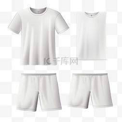 服装模型图片_一套逼真的白色短袖短裤t恤、运