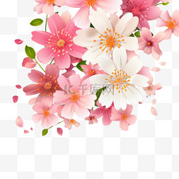 日语横版免抠素材图片_春季销售模板与美丽的花朵。横幅