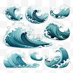 时尚波浪线图片_造型各异的时尚海洋海浪集