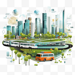 城市街道图片_Megapolis基础设施元素布局信息图海