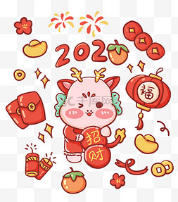 新年红包装饰图片_2024新年春节龙年贴纸装饰