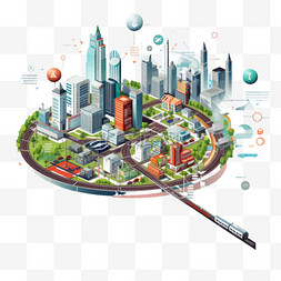 蓝色商务海报图片_Megapolis基础设施元素布局信息图海