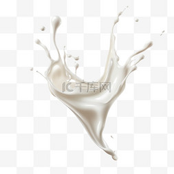 流动的酸奶图片_逼真的白牛奶飞溅，流动的酸奶或