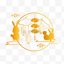 新春背景图片_金色中秋节传统月亮剪纸