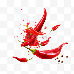 火图片_燃烧的红辣椒与掉落的碎片设置烧
