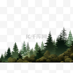 蚂蚁上树图片_松林的剪影，白色上有高大的常青