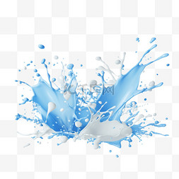 牛奶飞溅液体图片_抽象的蓝色与不同形状的白色牛奶