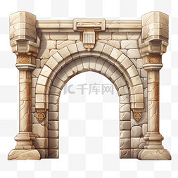 拱门质朴建筑元素立体免扣图案