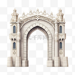 拱门图案图片_拱门华丽建筑元素立体免扣图案