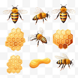 蜂巢图片_蜂巢造型蜜蜂元素立体免扣图案