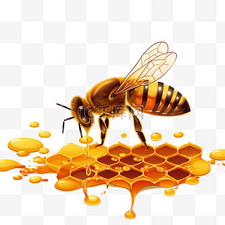 蓝色立体花背景图片_蜂巢蜂蜜蜜蜂元素立体免扣图案