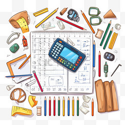 带有数学工具和元素的空白数学模