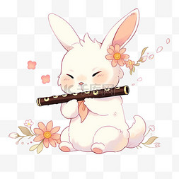 手绘中秋节可爱的兔子吹底子卡通