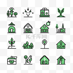 可持续的图片_绿色简单线条套装中的环保商业图