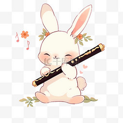 卡通手绘中秋节可爱的兔子吹底子