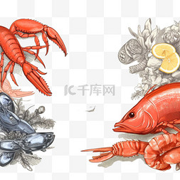 用示例文本模板和鱼蟹龙虾三文鱼