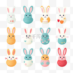 扁平复活节兔子系列