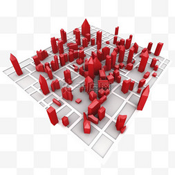 折叠城市地图上的红色方向指针
