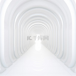 展厅开放图片_在矢量中3D渲染白色抽象房间走廊