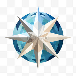 多角素材图片_带箭头的多角星中的地球图标