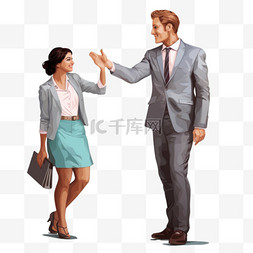 迎接商务图片_女商人伸出她的手迎接一个商人
