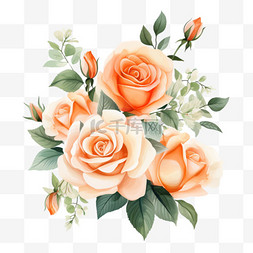 水彩桃花玫瑰花束收藏